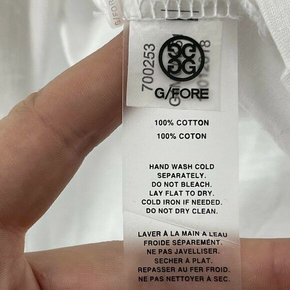 G Fore Golf Polo Mens XL Solid White Short Sleeve 100% Cotton G/Fore Lightweight - Picture 7 of 7